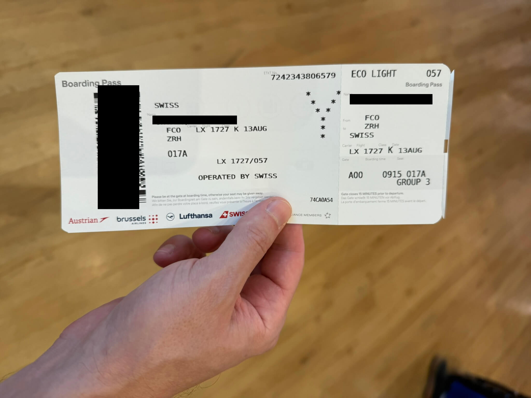 Original Content for Flight Boarding Pass